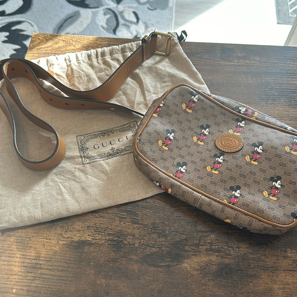Gucci Disney Mickey Mouse Belt Bag Printed Mini GG Coated Canvas Small Brown